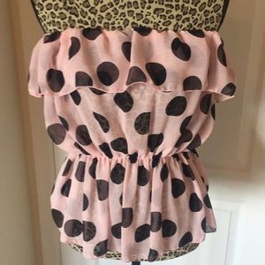 C Don Luce sheer strapless top L